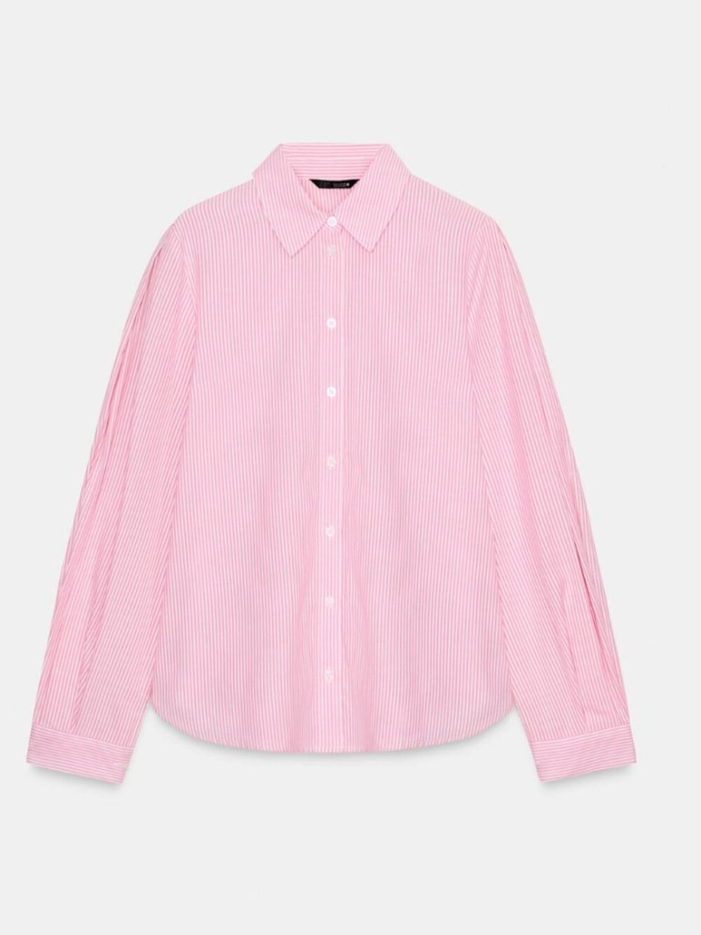 Zara pink and white striped cotton button down shirt size X. NWT